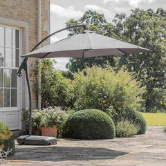 Bramblecrest Gloucester 3m Round Cantilever Parasol in Grey with Base & Cover image 0