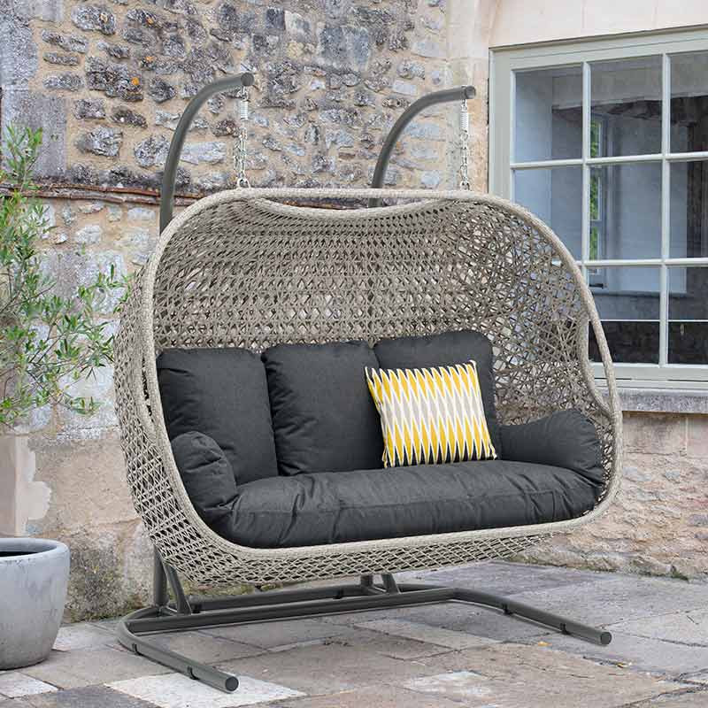 Bramblecrest Wentworth Triple Hanging Cocoon in Pewter Rattan image 0