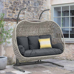Bramblecrest Wentworth Triple Hanging Cocoon in Pewter Rattan image 0