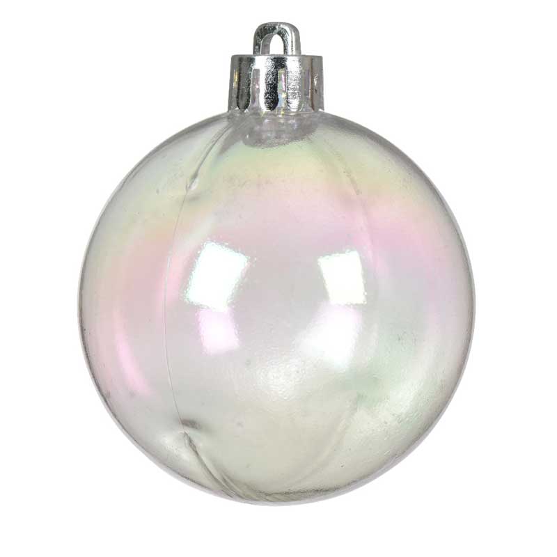 Decoris Transparent Shatterproof Baubles with Iridescent Finish (Pack of 6) image 0