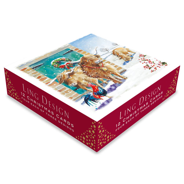 Ling Design Deluxe Christmas Cards - Farm Yard (Pack of 12) image 0