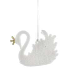 Festive White Flocked Swan image 0
