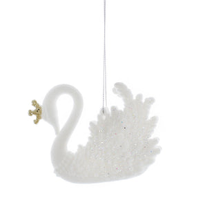 Festive White Flocked Swan image 0