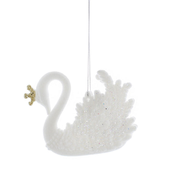 Festive White Flocked Swan image 0
