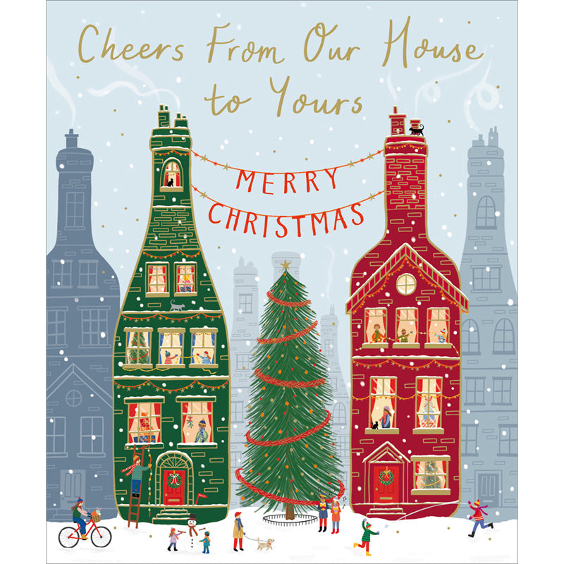 Woodmansterne Houses In Bottles Christmas Card image 0