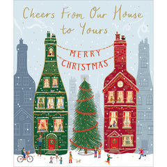 Woodmansterne Houses In Bottles Christmas Card image 0