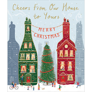 Woodmansterne Houses In Bottles Christmas Card image 0