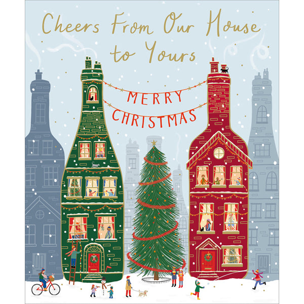 Woodmansterne Houses In Bottles Christmas Card image 0