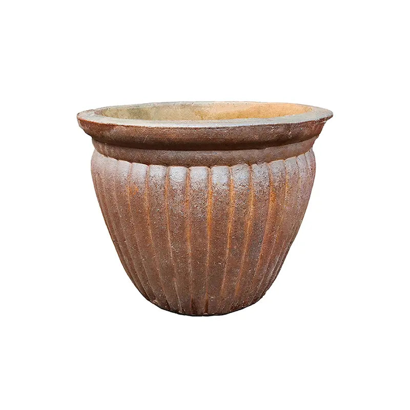 Short Fluted Terracotta Pot Small (D36cm x H30cm) image 0