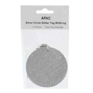 APAC Silver Glitter Circle Gift Tags (Pack of 6) image 0