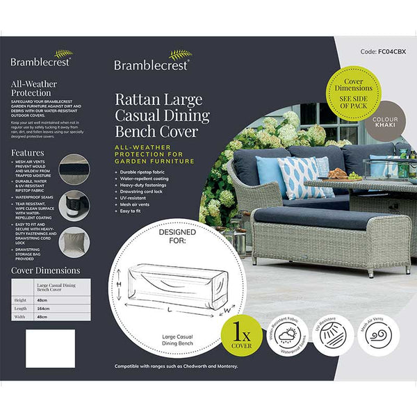Bramblecrest Cover for Rattan Casual Dining Bench, Large image 1