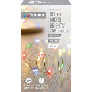 Premier 50 Multi-Action Battery Operated LED MICROBRIGHTS with Timer - Multi-Coloured image 1