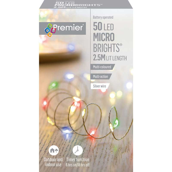 Premier 50 Multi-Action Battery Operated LED MICROBRIGHTS with Timer - Multi-Coloured image 1