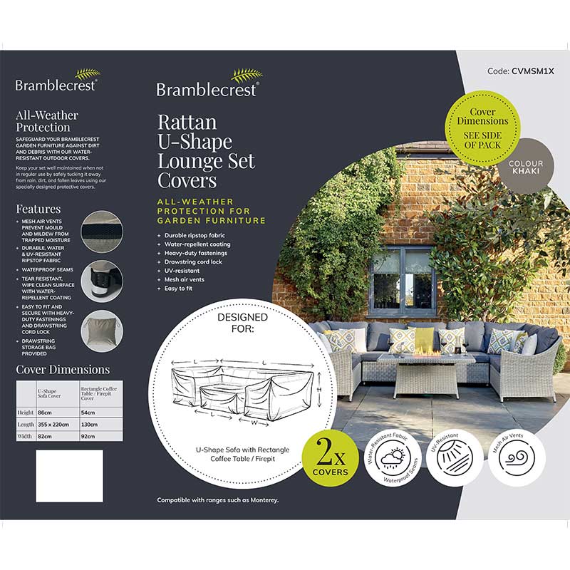 Bramblecrest Covers for Rattan U-Shape Sofa Set with Firepit Coffee Table image 0