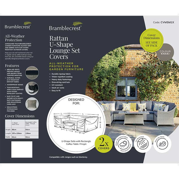 Bramblecrest Covers for Rattan U-Shape Sofa Set with Firepit Coffee Table image 1