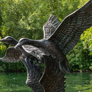 Home & Garden UK Three Flying Ducks Garden Statue image 1