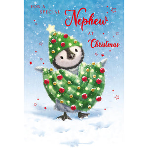 Nigel Quiney Penguin & Tree Nephew Christmas Card image 0