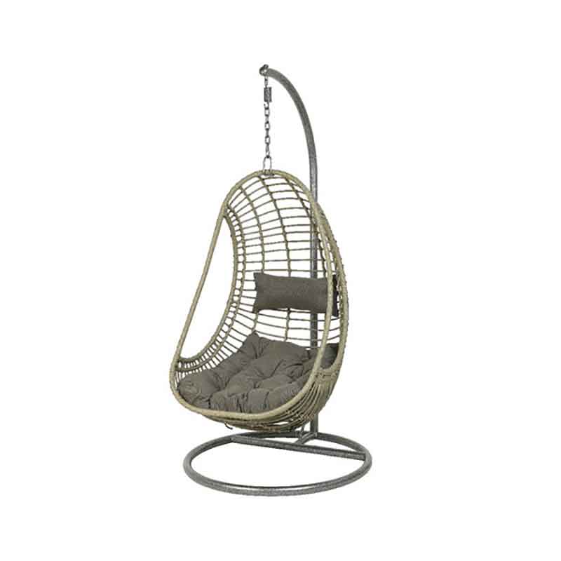 Riga Single Open Weave Hanging Egg Chair Cocoon in Grey image 0
