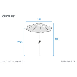 Kettler Cora 4 Seat Round Wooden Dining Set with 2.5m Parasol & 15kg Base image 14