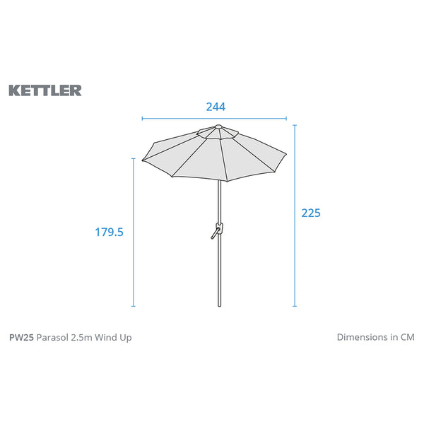 Kettler Cora 4 Seat Round Wooden Dining Set with 2.5m Parasol & 15kg Base image 14