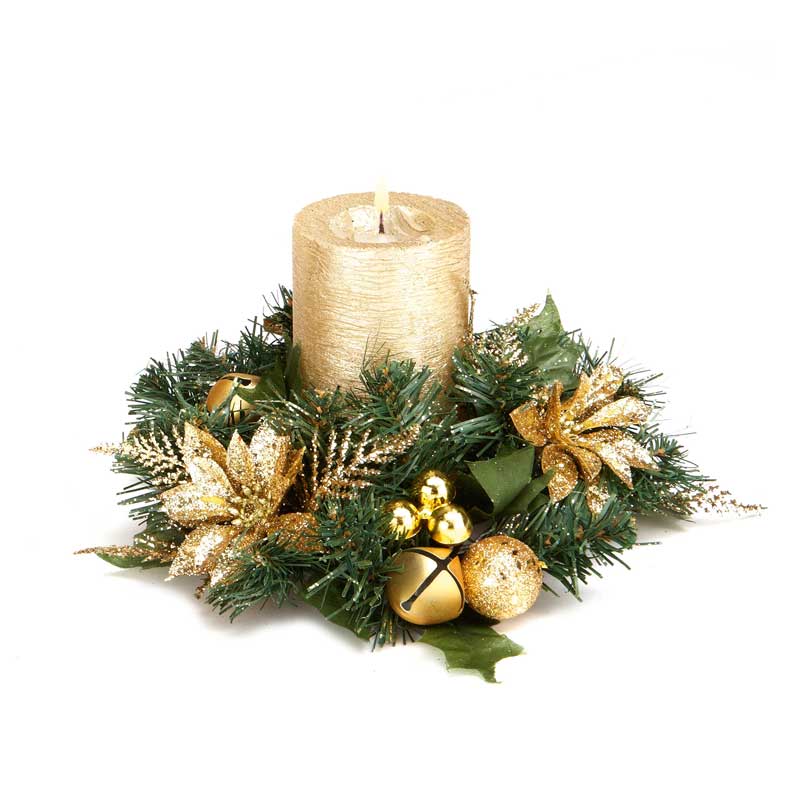 Premier Glitter Poinsettia Candle Ring (Assorted Designs) image 0