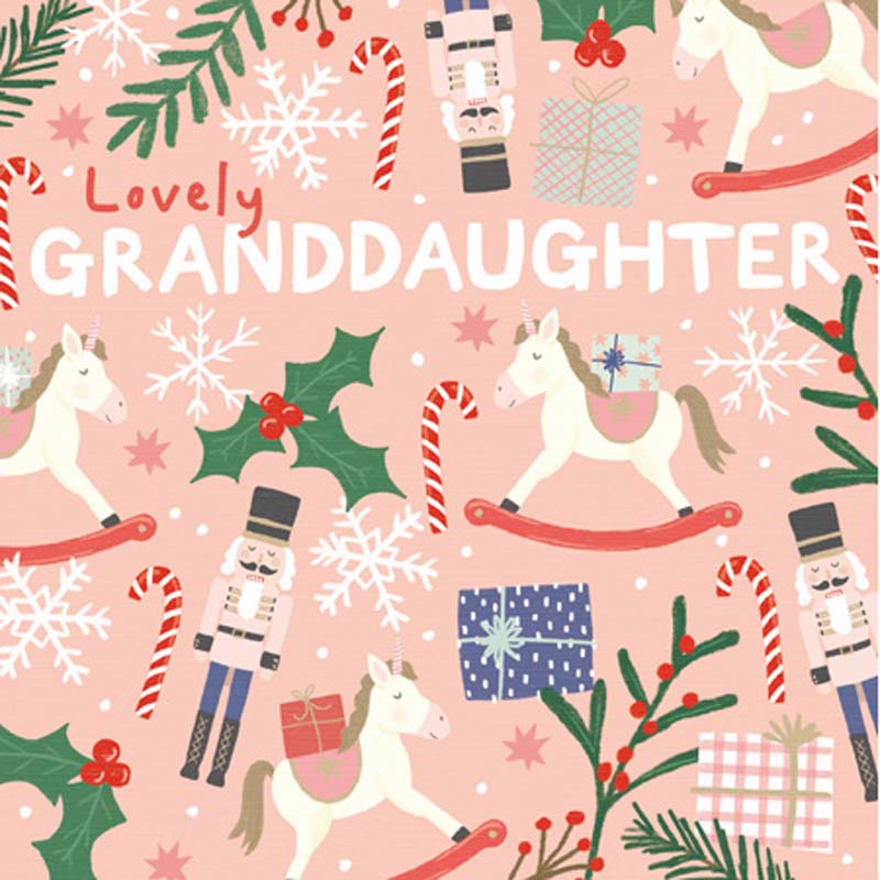 Woodmansterne Lovely Granddaughter Rocking Horse Christmas Card image 0