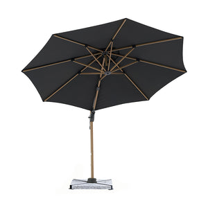 Bramblecrest Chichester 3m Round Cantilever Wood Effect Parasol in Grey with Granite Base &amp; Cover image 1