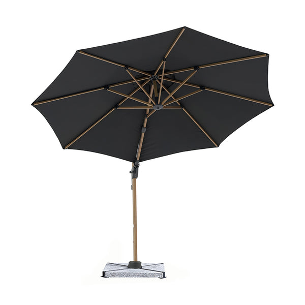 Bramblecrest Chichester 3m Round Cantilever Wood Effect Parasol in Grey with Granite Base &amp; Cover image 1