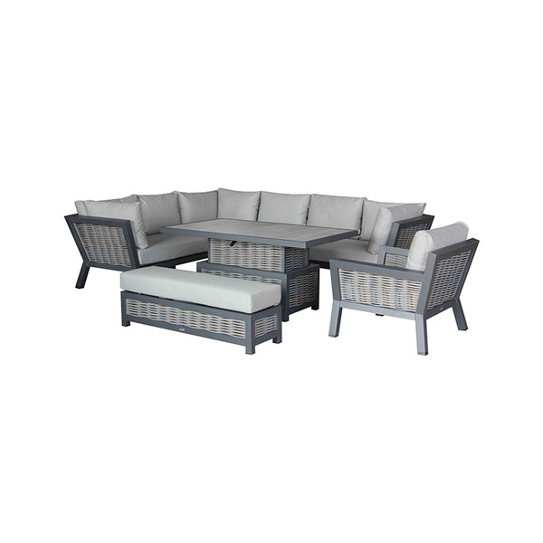 Bramblecrest Tuscan L-Shape Modular Sofa Set with Rectangular Adjustable Table, Long Bench &amp; Sofa Chair image 4