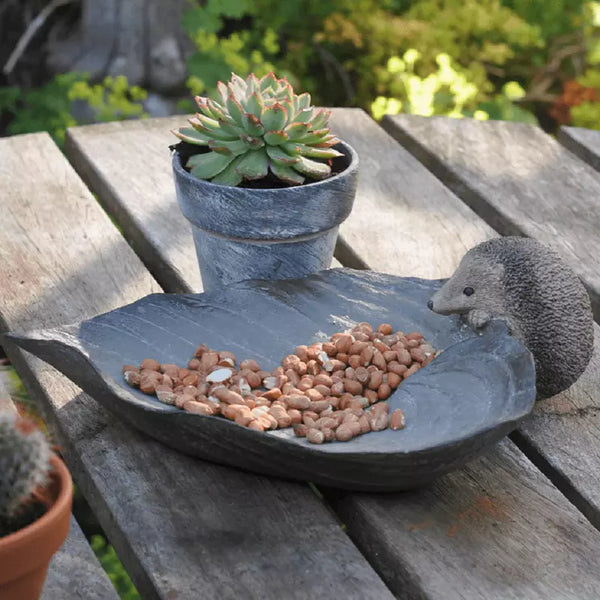 Honey & Wild Birdbath/Feeder Hedgehog On Leaf image 1