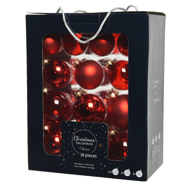 Decoris Glass Bauble Mix (Pack of 26) image 1