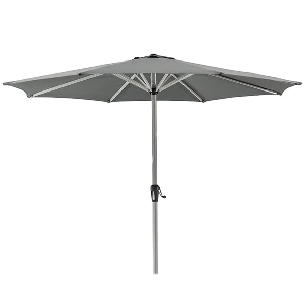 Bramblecrest 3m Round Brushed Aluminium Crank Handle Parasol, Grey image 1