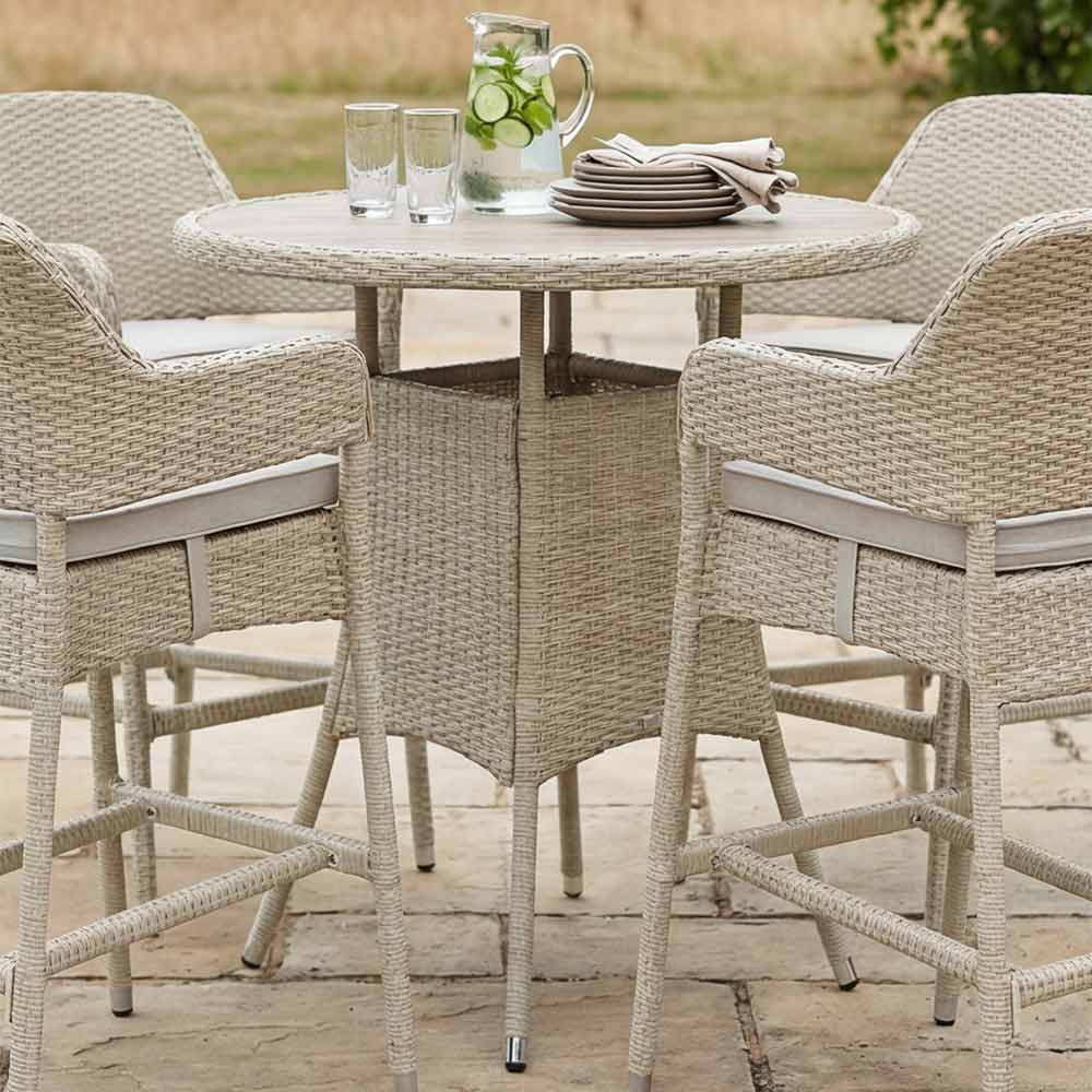 Bramblecrest Tetbury Round 4 Seat Garden Bar Set in Nutmeg Rattan image 0