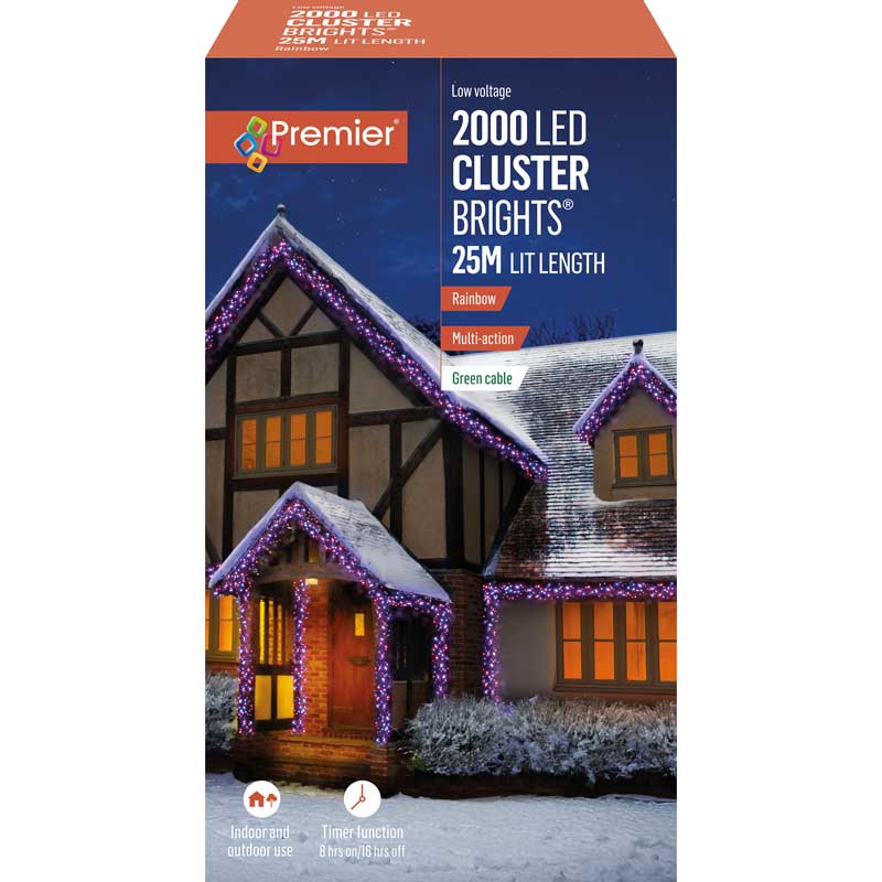 Premier 2000 Multi-Action LED CLUSTERBRIGHTS with Timer - Rainbow image 0