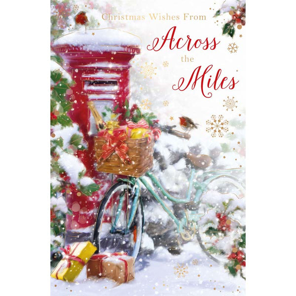 Words N Wishes Postbox Scene with Bike Christmas Card image 0