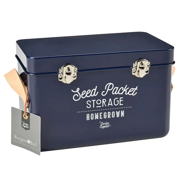 Burgon & Ball Leather Handled Seed Packet Storage Tin image 0