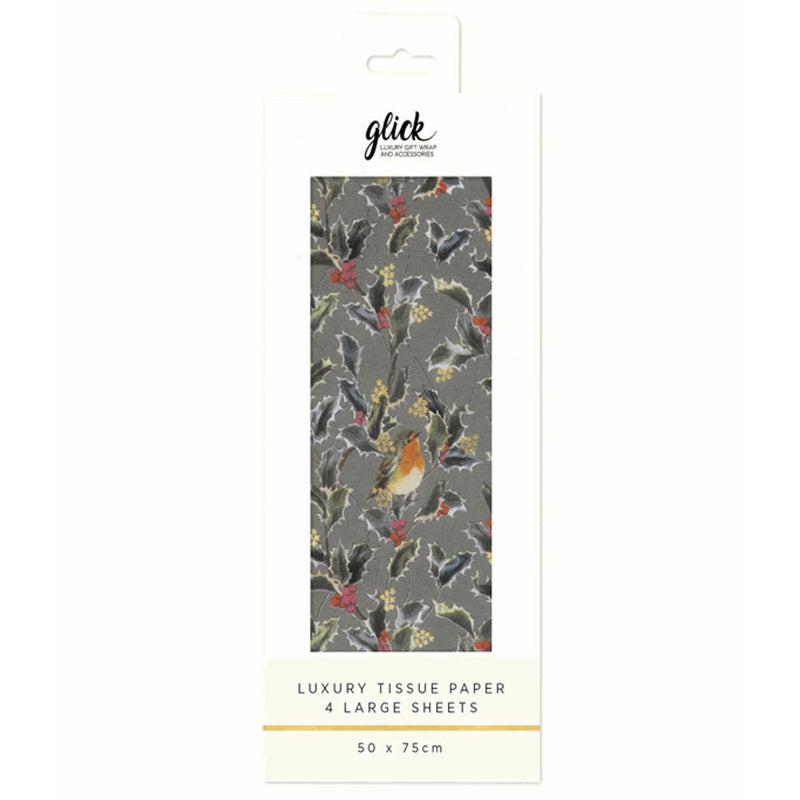Glick Grey Holly Harmony Luxury Tissue Paper (Pack of 4) image 0