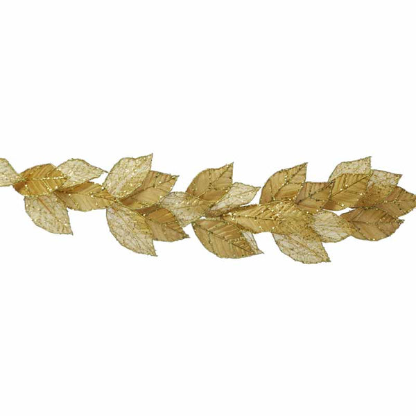 Festive Gold Glitter Leaf Garland image 0