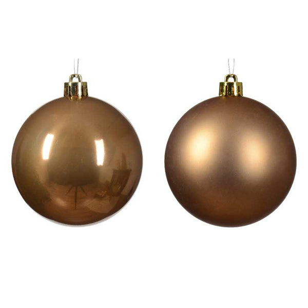 Decoris Shatterproof Baubles in Ginger Brown (Pack of 6) image 1