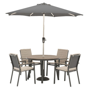 Bramblecrest Zurich 4 Seat Round Patio Dining Set with Parasol & Base image 3