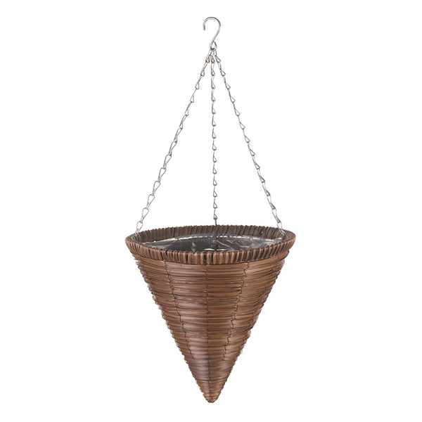 Smart Garden Chestnut Faux Rattan Cone Hanging Basket (35cm) image 1