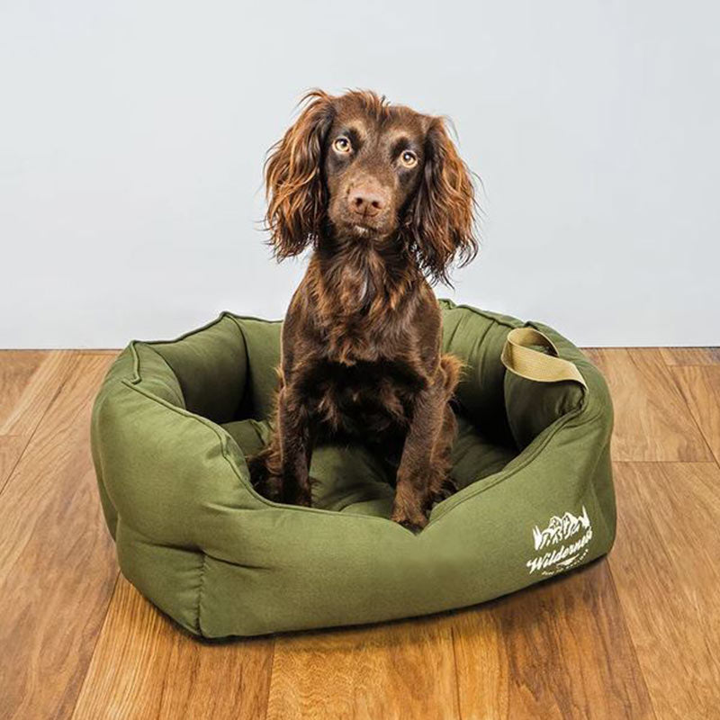 Snug & Cosy Wilderness Snuggle Dog Bed Olive image 0