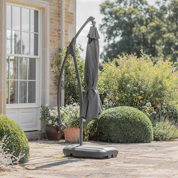 Bramblecrest Gloucester 3m Round Cantilever Parasol in Grey with Base & Cover image 1