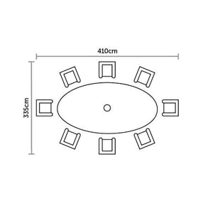 Bramblecrest Monterey 8 Seater Garden Dining Set in Dove Grey with Elliptical Table, Lazy Susan, Parasol & Base image 7