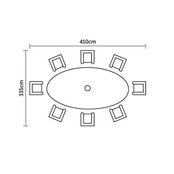Bramblecrest Monterey 8 Seater Garden Dining Set in Dove Grey with Elliptical Table, Lazy Susan, Parasol & Base image 7