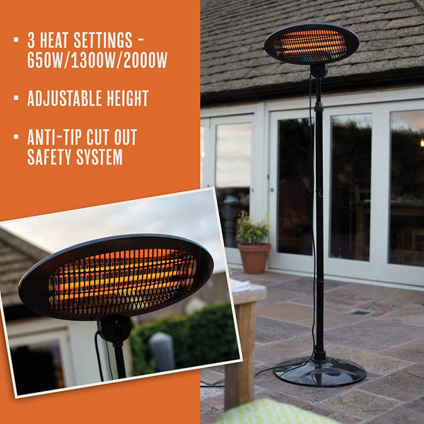 La Hacienda Black Quartz Adjustable Standing Heater image 2