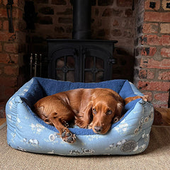 Snug & Cosy Rectangle Farmyard Dog Bed Blue image 0