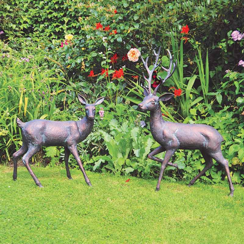 Home & Garden UK Stag and Doe Garden Statue Set image 0