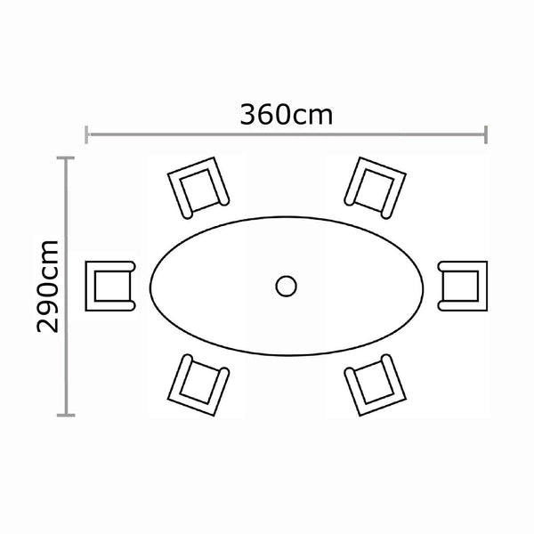 Bramblecrest Richmond 6 Seat Wooden Dining Set with Oval Table, Parasol & Base image 8