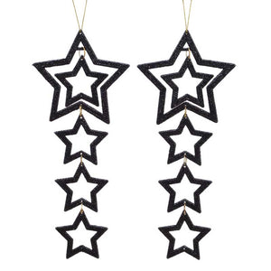 Decoris Hanging Glitter Star Decoration (Pack of 2) image 2
